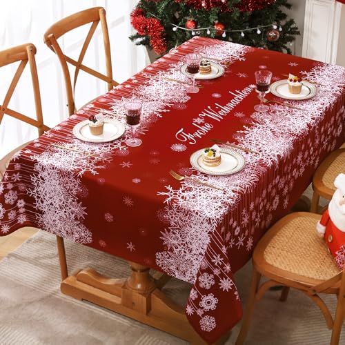 Yrendenge Weihnachten Rot Tischdecke, Schneeflocke wasserdichte Rechteckig Tischdecke, Abwaschbar Gradient Tischdecke, Winter Festliche Tisch Home Decor Outdoor Tischdecke, 140 x 200 cm Yrendenge Weihnachten Rot Tischdecke, Schneeflocke wasserdichte Rechteckig Tischdecke, Abwaschbar Gradient Tischdecke, Winter Festliche Tisch Home Decor Outdoor Tischdecke, 140 x 200 cm von Yrendenge