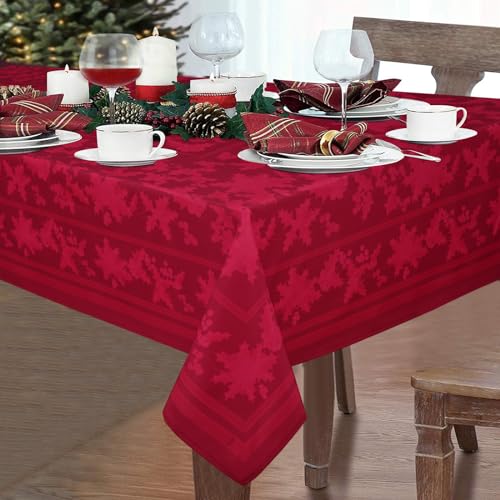 Yrendenge Weihnachten Rot Tischdecke Poinsettia Waschbare Tischdecken Rechteckig Stechpalmenblätter Faltenfrei Tischdecke Weihnachtsstern Tischtuch für Urlaub Küche Party, 130x220cm Yrendenge Weihnachten Rot Tischdecke Poinsettia Waschbare Tischdecken Rechteckig Stechpalmenblätter Faltenfrei Tischdecke Weihnachtsstern Tischtuch für Urlaub Küche Party, 130x220cm von Yrendenge