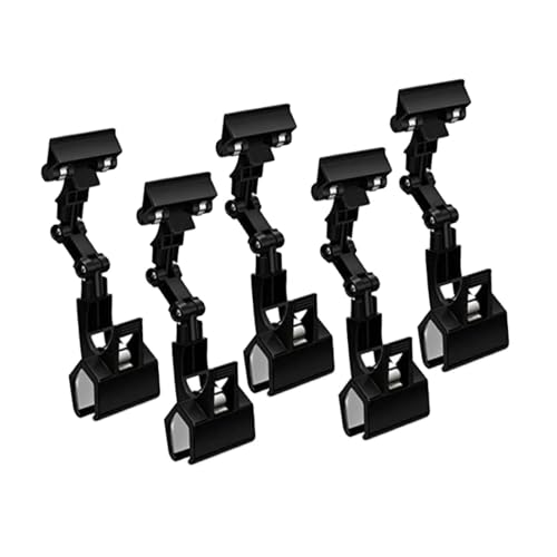 YsXoWiui 5 Stück Warenschild Clips, Regalpreis Clips, Doppelseitige Etiketten Clips, Drehbare Preisschildhalter für Einkaufszentren, Geschäfte, Läden, Karten, Schwarz von YsXoWiui
