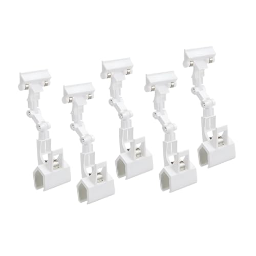 YsXoWiui 5 Stück Warenschild Clips, Regalpreis Clips, Doppelseitige Etiketten Clips, Drehbare Preisschildhalter für Einkaufszentren, Geschäfte, Läden, Karten, Weiß von YsXoWiui
