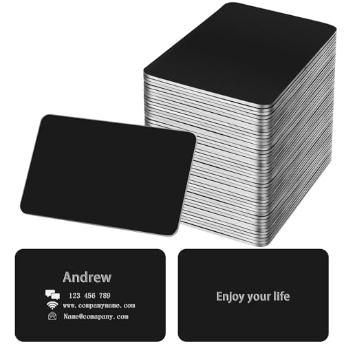 Visitenkarten-Rohlinge aus Metall, 0,8 mm dick, Lasergravur, Namen, Kreditkarten, für Haus, Büro, Kunden, DIY-Geschenkteller (8,6 x 5,3 cm) (schwarz), 30 Stück von Ysglory