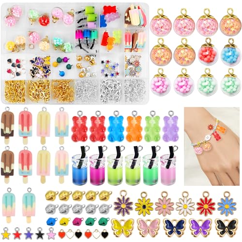 Ysimple 410 Stück Charms Anhänger Set, Bubble Tea Gummibärchen Anhänger Selber Machen Set, Schmuck Selber Machen Set für Armband, Halskette und Handwerk DIY, Mit Aufbewahrungsbo Ysimple 410 Stück Charms Anhänger Set, Bubble Tea Gummibärchen Anhänger Selber Machen Set, Schmuck Selber Machen Set für Armband, Halskette und Handwerk DIY, Mit Aufbewahrungsbo von Ysimple
