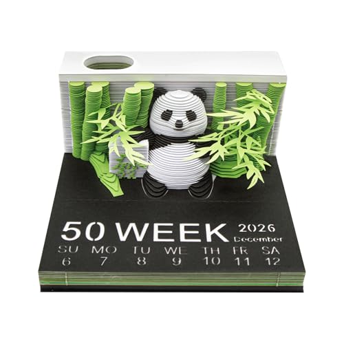 Panda Kalender 2026, 3D Notizblock Kunst Haftnotizen Abreißen mit Stifthalter Wochenkalender Panda Memo Pad 3D Notizblock Papier Stift Schnitzen Wochenkalender Desktop Ornament Panda Kalender 2026, 3D Notizblock Kunst Haftnotizen Abreißen mit Stifthalter Wochenkalender Panda Memo Pad 3D Notizblock Papier Stift Schnitzen Wochenkalender Desktop Ornament von Ysislybin