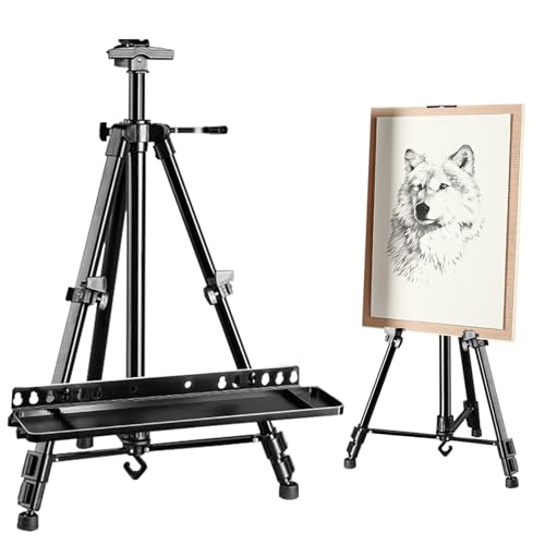 Staffelei, 54 cm Bis 155 cm Einziehbare Staffelei mit Eingebauter Dreieckiger Stützstange, Schwarz Aluminiumlegierung Staffeleien mit 34 x 6.5 cm Tablett und Aufbewahrungstasche für Kuntsmalerei Staffelei, 54 cm Bis 155 cm Einziehbare Staffelei mit Eingebauter Dreieckiger Stützstange, Schwarz Aluminiumlegierung Staffeleien mit 34 x 6.5 cm Tablett und Aufbewahrungstasche für Kuntsmalerei von Ysislybin