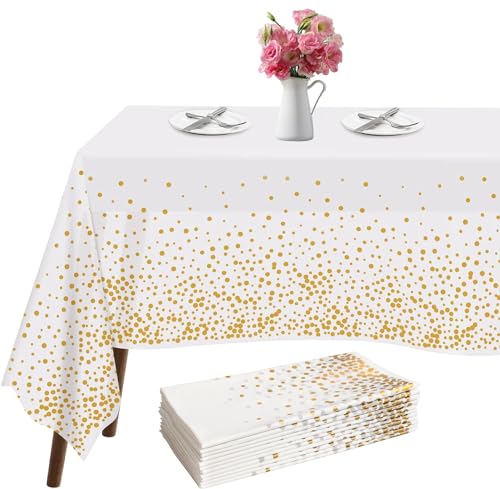 Tischdecke Weiß, 10 Stück Weiß und Gold Einweg-Tischdecken,Wasserdicht Tischabdeckung aus Vliesstoffe,137 cm x 274 cm Tischdecke Geburtstag für Hochzeit, Party, Geburtstag,Halloween,Weihnachtstag Tischdecke Weiß, 10 Stück Weiß und Gold Einweg-Tischdecken,Wasserdicht Tischabdeckung aus Vliesstoffe,137 cm x 274 cm Tischdecke Geburtstag für Hochzeit, Party, Geburtstag,Halloween,Weihnachtstag von Ysislybin