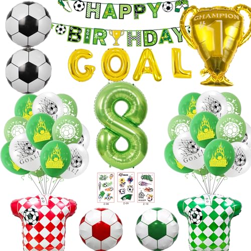 Yskmefun Fussball Geburtstag Deko 8 Jahre, 8. Fussball Deko, Deko Fussball Geburtstag Kinder, Fussball Luftballon eignen sich für Kinder Junge Geburtstag Party Dekoration von Yskmefun