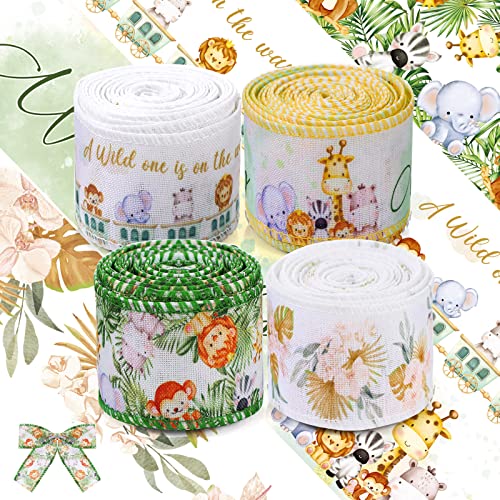 4 Rollen mit Safari-Tiermotiven, 3,8 cm breit, Waldrippe, Drahtband, Babyparty, Dschungeltier-Blattband, Tierdruck, für Bastelarbeiten, Dschungeltiere, Geburtstagsparty-Dekoration 4 Rollen mit Safari-Tiermotiven, 3,8 cm breit, Waldrippe, Drahtband, Babyparty, Dschungeltier-Blattband, Tierdruck, für Bastelarbeiten, Dschungeltiere, Geburtstagsparty-Dekoration von Ysleen