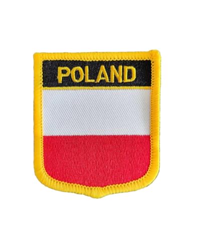 Ysmzzmsy 1 x Peltat (7,1 x 6,1 cm) Multinationale Flagge, zum Aufbügeln oder Aufnähen, bestickter taktischer militärischer nationaler multinationaler Aufnäher (Polen) von Ysmzzmsy