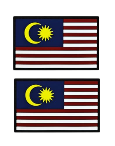 Ysmzzmsy 2 x Malaysia-Flaggenaufnäher, Asien, taktischer Aufnäher, PVC-Klettverschluss (Malaysia) von Ysmzzmsy