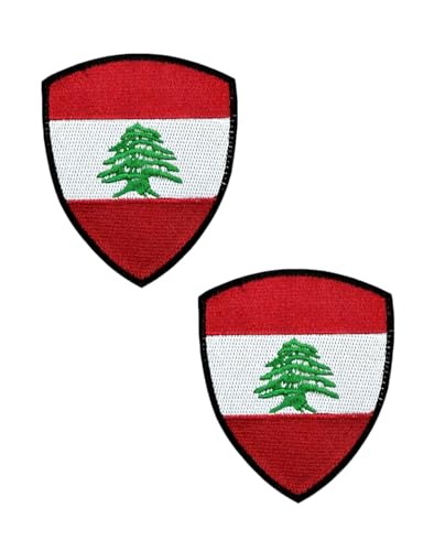 Ysmzzmsy Nationalflagge Schild Patch mit Klettverschluss, 8,5 x 7 cm, 2 Stück (Libanon) von Ysmzzmsy