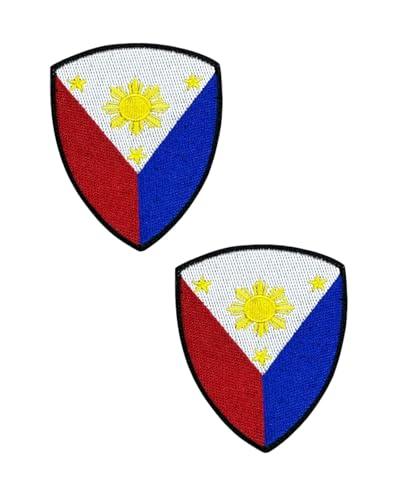 Ysmzzmsy Nationalflagge Schild Patch mit Klettverschluss, 8,5 x 7 cm, 2 Stück (Philippinen) von Ysmzzmsy