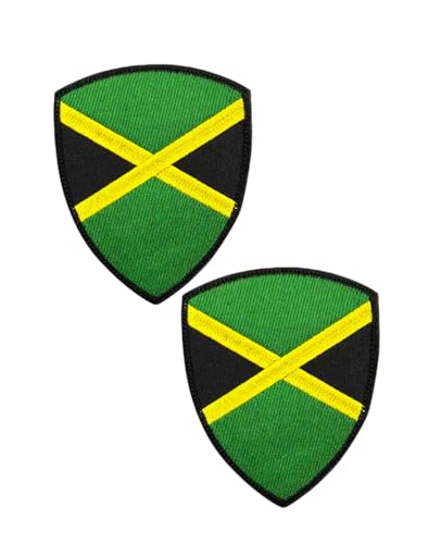 Ysmzzmsy Nationalflagge Schild Patch mit Klettverschluss 8,5 x 7,0 cm 2er-Pack (Jamaika) von Ysmzzmsy