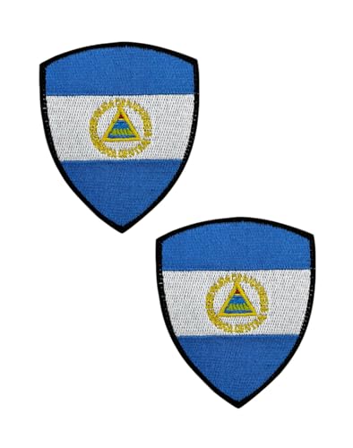 Ysmzzmsy Nationalflagge Schild Patch mit Klettverschluss 8,5 x 7,0 cm 2er-Pack (Nicaragua) von Ysmzzmsy