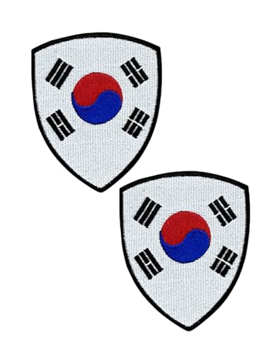 Ysmzzmsy Nationalflagge Schild Patch mit Klettverschluss 8,5 x 7,0 cm 2er-Pack (Südkorea) von Ysmzzmsy