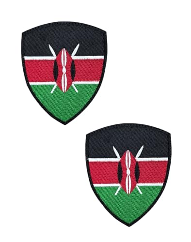 Ysmzzmsy Nationalflagge Schild Patch mit Klettverschluss 8,5 x 7 cm 2er-Pack (Kenia) von Ysmzzmsy