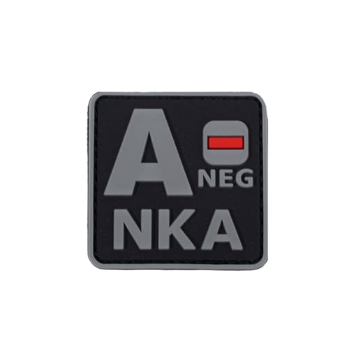 Ysmzzmsy Ysmzzmsy Blutgruppen-PVC-Flicken, 5,1 x 5,1 cm, Hakenverschluss, 2 Stück (Grau A-) von Ysmzzmsy