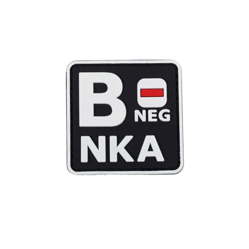 Ysmzzmsy Ysmzzmsy Blutgruppen-PVC-Flicken, 5,1 x 5,1 cm, Hakenverschluss (weiß, leuchtendes B), 2 Stück von Ysmzzmsy