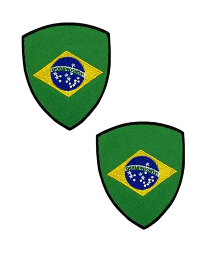 Ysmzzmsy Ysmzzmsy Nationalflagge Schild Patch mit Klettverschluss, 8,5 x 7 cm, 2 Stück (Brasilien) von Ysmzzmsy