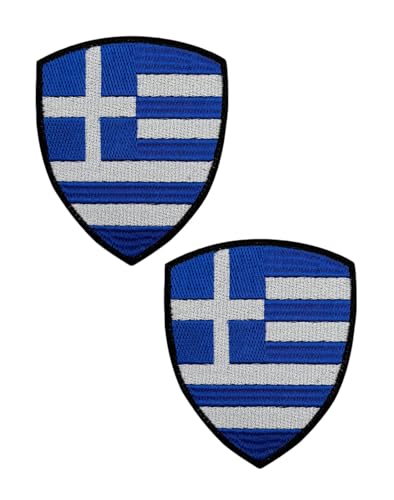 Ysmzzmsy Ysmzzmsy Nationalflagge Schild Patch mit Klettverschluss, 8,5 x 7 cm, 2 Stück (Griechenland) von Ysmzzmsy
