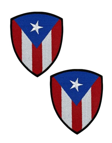 Ysmzzmsy Ysmzzmsy Nationalflagge Schild Patch mit Klettverschluss, 8,5 x 7 cm, 2 Stück (Puerto Rico) von Ysmzzmsy