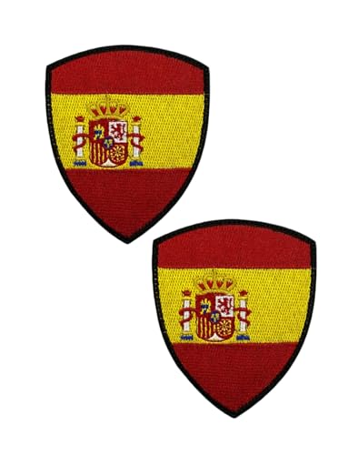 Ysmzzmsy Ysmzzmsy Nationalflagge Schild Patch mit Klettverschluss, 8,5 x 7 cm, 2 Stück (Spanien) von Ysmzzmsy