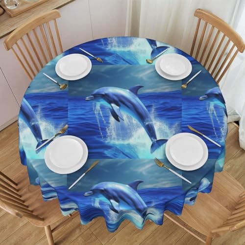 Runde Tischdecke, waschbare Tischdecke 60 Zoll Tischdecke für Picknick Camping Party,Blauer Ozean-Delphin-Druck Runde Tischdecke, waschbare Tischdecke 60 Zoll Tischdecke für Picknick Camping Party,Blauer Ozean-Delphin-Druck von YsoLda
