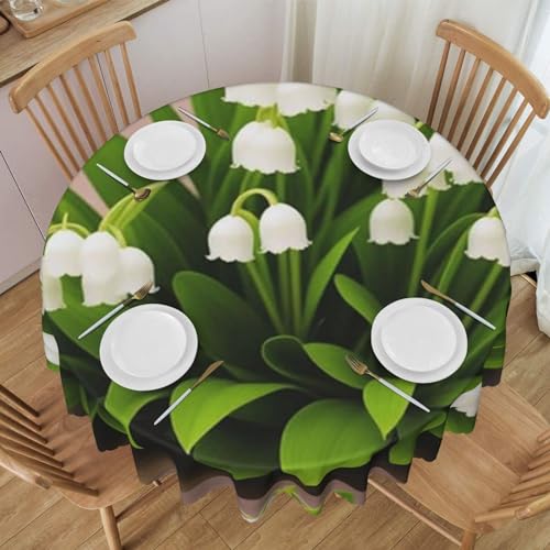 Runde Tischdecke, waschbare Tischdecke 60 Zoll Tischdecke für Picknick Camping Party,Maiglöckchen-Blumendruck Runde Tischdecke, waschbare Tischdecke 60 Zoll Tischdecke für Picknick Camping Party,Maiglöckchen-Blumendruck von YsoLda