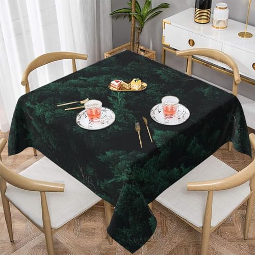YsoLda Tischdecken, 137 cm, waschbare Tischdecke, Tischdecken für Küche, Esszimmer, Party,Dunkelgrüner Wald von YsoLda