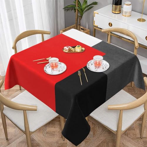 Tischdecken, 137 cm, waschbare Tischdecke, Tischdecken für Küche, Esszimmer, Party,Roter, Grauer, schwarzer und weißer geometrischer Block Tischdecken, 137 cm, waschbare Tischdecke, Tischdecken für Küche, Esszimmer, Party,Roter, Grauer, schwarzer und weißer geometrischer Block von YsoLda