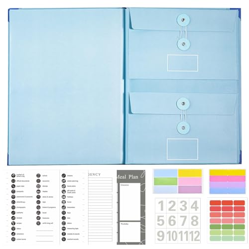 Ysvnlmjy Dokumenten-Organizer, Lebensbuch-Ordner, tragbarer Aufbewahrungsordner, Papier-Organizer, erweiterbarer Aufbewahrungsordner für Papiere, Akten, Pässe, Fotos, Briefe in Blau von Ysvnlmjy