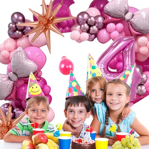 Ysvnlmjy Geburtstags-Luftballons-Dekorationsset, rosa Party-Luftballons,Schleifen-Zahlen-Party-Luftballons-Set für Geburtstagsfeier - Latex-Luftballons in Rosa, rosa Metall-Latex-Luftballons mit von Ysvnlmjy