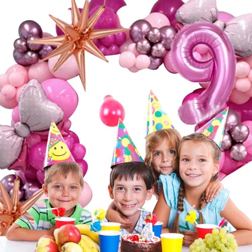 Ysvnlmjy Rosa Latex-Luftballons-Set, Geburtstags-Luftballons-Dekorationsset | Schleifen-Zahlen-Geburtstagsdekorationen-Party-Set - Rosa Metall- und Rosenschleifenfolie für alles Gute zum Geburtstag, von Ysvnlmjy