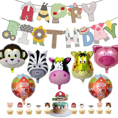 Bauernhof Tier Partydekorationen, Bauernhoftier Luftballons, Scheunenhof Folienballons, Bauernhof Geburtstag Deko, Banner, Kuchen Dekoration, Tierfolienballon für Kinder Kindergarten Bauernhof Tier Partydekorationen, Bauernhoftier Luftballons, Scheunenhof Folienballons, Bauernhof Geburtstag Deko, Banner, Kuchen Dekoration, Tierfolienballon für Kinder Kindergarten von YuChiSX