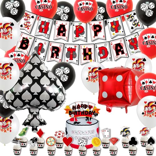 Casino Geburtstagsparty Dekoration,Casino Deko Ballon Set, Las Vegas Geburtstag Party Dekoration,Casino Party Dekoration Set, Casino Kuchendekorationen, Poker Luftballons,Casino Themen Partys von YuChiSX