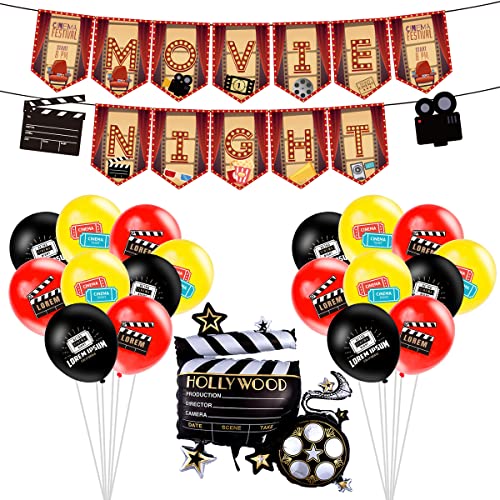 YuChiSX Filmnacht Ballon Dekorationen,Runder Folien Balloons,Latexballons mit Band Movie Night Filzbanner KuchenToppe,für Kino Film Thema Party Baby Shower Party Dekorationen YuChiSX Filmnacht Ballon Dekorationen,Runder Folien Balloons,Latexballons mit Band Movie Night Filzbanner KuchenToppe,für Kino Film Thema Party Baby Shower Party Dekorationen von YuChiSX