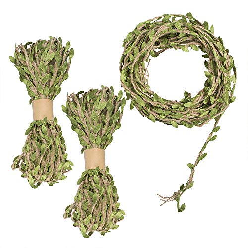 YuCool 2.5 m langes Jute-Blätterband, Garten, Dschungel-Party-Dekorationen und DIY-Basteldekorationen (3 Rollen) von YuCool