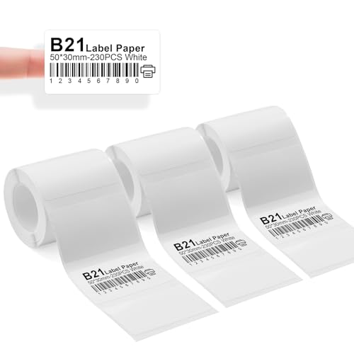 3 Rollen Etikettenband für B21/B1/B3S Etikettendrucker Weiß 50x30mm, wasserfeste selbstklebende Thermo-Etiketten Papier für Haus Büro Schule Geschäft Beschriftung Verwendung 3 Rollen Etikettenband für B21/B1/B3S Etikettendrucker Weiß 50x30mm, wasserfeste selbstklebende Thermo-Etiketten Papier für Haus Büro Schule Geschäft Beschriftung Verwendung von YuLinca