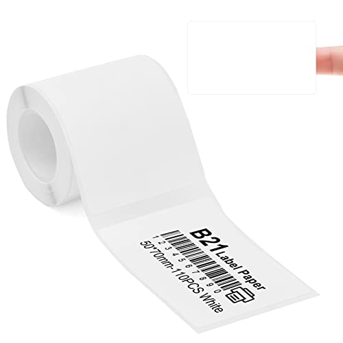 Etikettendrucker-Band Kompatibel für NIIMBOT B21/B1/B3S, Barcode Adresse Etikettendrucker Papier Weiß Wasserdicht Anti-Öl Kratzfest Aufkleber 50x70mm 110 Etiketten von YuLinca