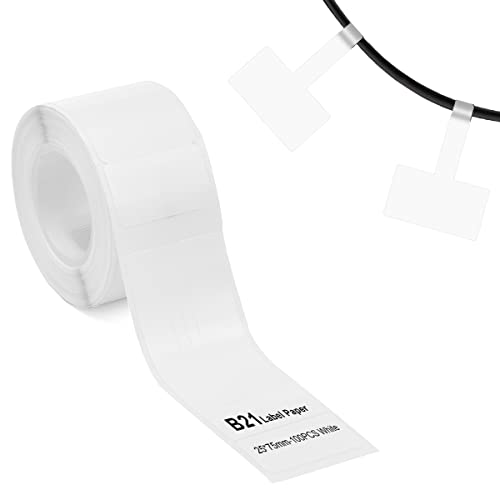 Etikettendrucker-Band Kompatibel für NIIMBOT B21/B1/B3S, Schmuck Preis Etikettendrucker Papier Wasserdicht Anti-Öl Kratzfest Aufkleber Weiß 25x30mm 100 Etiketten von YuLinca