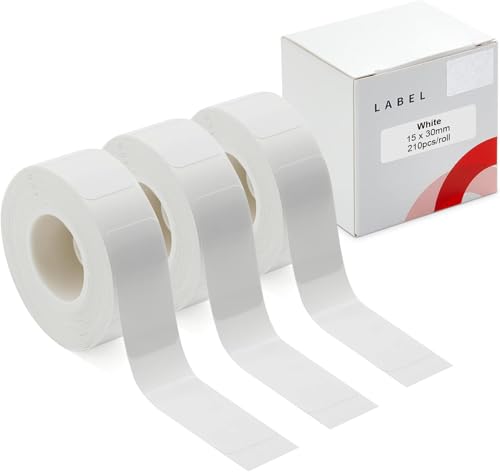 Etikettierband für NIIMBOT D11/D110/D101 Drucker, 3 Rollen (630 Stück insgesamt) D11 Thermo-Aufkleber Etiketten Wasserdicht Anti-Öl Papier Weiß 15 * 30mm von YuLinca