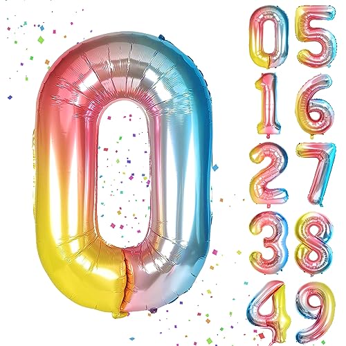 YuSaug Geburtstag Zahlen Luftballon, 40" Folienballon 0 to 9 Regenbogen Farbverlauf Helium Ballon, Folienballon 3 XXL Riesen Geburtstagsdeko Ballon Zahl Deko zum Geburtstag Fliegt mit Helium-0 YuSaug Geburtstag Zahlen Luftballon, 40" Folienballon 0 to 9 Regenbogen Farbverlauf Helium Ballon, Folienballon 3 XXL Riesen Geburtstagsdeko Ballon Zahl Deko zum Geburtstag Fliegt mit Helium-0 von YuSaug