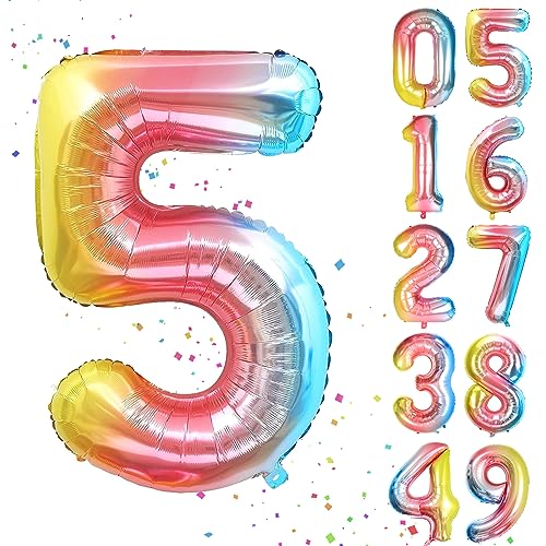 YuSaug Geburtstag Zahlen Luftballon, 40" Folienballon 0 to 9 Regenbogen Farbverlauf Helium Ballon, Folienballon 3 XXL Riesen Geburtstagsdeko Ballon Zahl Deko zum Geburtstag Fliegt mit Helium-5 YuSaug Geburtstag Zahlen Luftballon, 40" Folienballon 0 to 9 Regenbogen Farbverlauf Helium Ballon, Folienballon 3 XXL Riesen Geburtstagsdeko Ballon Zahl Deko zum Geburtstag Fliegt mit Helium-5 von YuSaug