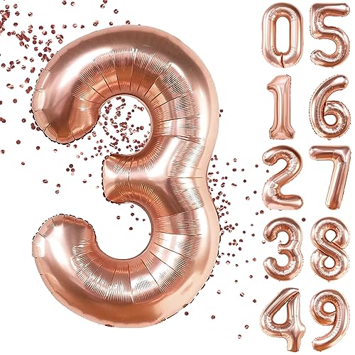 YuSaug Geburtstag Zahlen Luftballon, 40" Folienballon 0 to 9 Roségold Helium Ballon, Folienballon 3 XXL Riesen Folienballon Geburtstagsdeko Ballon Zahl Deko zum Geburtstag Fliegt mit Helium-3 YuSaug Geburtstag Zahlen Luftballon, 40" Folienballon 0 to 9 Roségold Helium Ballon, Folienballon 3 XXL Riesen Folienballon Geburtstagsdeko Ballon Zahl Deko zum Geburtstag Fliegt mit Helium-3 von YuSaug