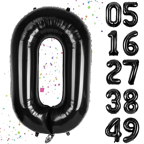 YuSaug Geburtstag Zahlen Luftballon, 40" Folienballon 0 to 9 Schwarz Helium Ballon, Folienballon 3 XXL Riesen Folienballon Geburtstagsdeko Ballon Zahl Deko zum Geburtstag Fliegt mit Helium-0 von YuSaug