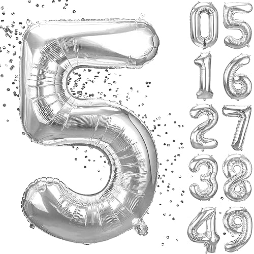 YuSaug Geburtstag Zahlen Luftballon, 40" Folienballon 0 to 9 Silber Helium Ballon, Folienballon 3 XXL Riesen Folienballon Geburtstagsdeko Ballon Zahl Deko zum Geburtstag Fliegt mit Helium-5 YuSaug Geburtstag Zahlen Luftballon, 40" Folienballon 0 to 9 Silber Helium Ballon, Folienballon 3 XXL Riesen Folienballon Geburtstagsdeko Ballon Zahl Deko zum Geburtstag Fliegt mit Helium-5 von YuSaug