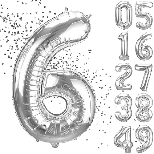 YuSaug Geburtstag Zahlen Luftballon, 40" Folienballon 0 to 9 Silber Helium Ballon, Folienballon 3 XXL Riesen Folienballon Geburtstagsdeko Ballon Zahl Deko zum Geburtstag Fliegt mit Helium-6 YuSaug Geburtstag Zahlen Luftballon, 40" Folienballon 0 to 9 Silber Helium Ballon, Folienballon 3 XXL Riesen Folienballon Geburtstagsdeko Ballon Zahl Deko zum Geburtstag Fliegt mit Helium-6 von YuSaug