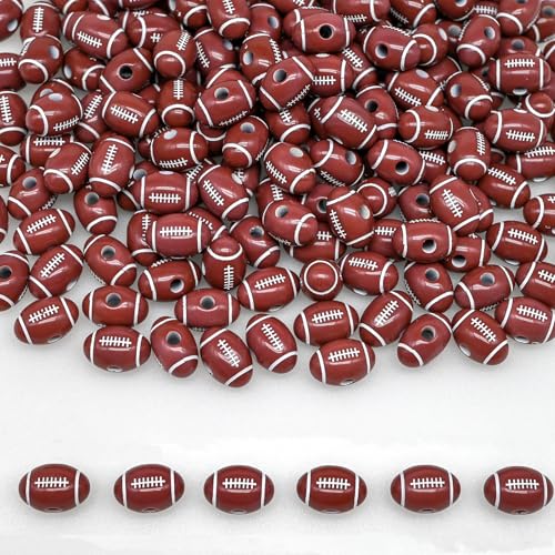 Fußball-Perlen, Kandi-Perlen für Schmuckherstellung, Freundschaftsarmband, Schlüsselanhänger, Becklace-Charm, Rugby-Perlen-Set, Fußball, 100 Stück von YuSheng