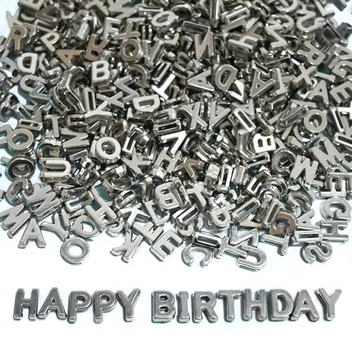 Große, große Alphabet-Buchstabenperlen, gemischte Kunststoffform, lose Perlen für Schmuckherstellung, Armbänder, Halsketten, Schlüsselanhänger, 9 x 12 mm, 700 Stück (Silber) von YuSheng
