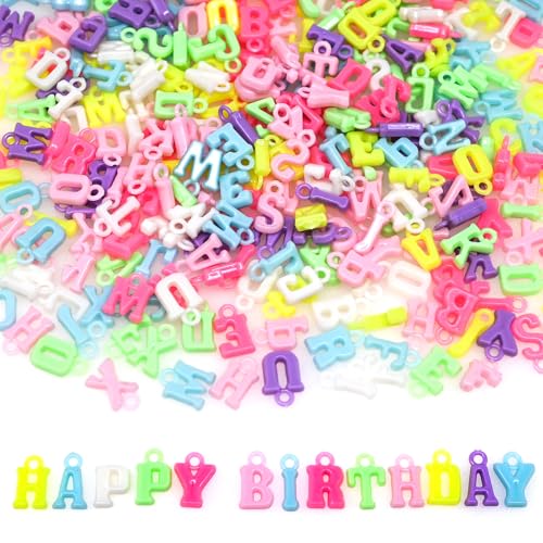 Große, große Alphabet-Buchstabenperlen A-Z, gemischte Kunststoffform, lose Charms für Schmuckherstellung, Armbänder, Halsketten, Schlüsselanhänger, Macaron-Süßigkeiten, 10 x 14 mm, 300 Stück von YuSheng
