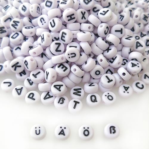 Runde Acryl-Alphabetperlen, gemischte Kunststoffform, lose Perlen für Schmuckherstellung, Armbänder, Halsketten, Schlüsselanhänger, 4 x 7 mm, Weiß, 500 Stück Runde Acryl-Alphabetperlen, gemischte Kunststoffform, lose Perlen für Schmuckherstellung, Armbänder, Halsketten, Schlüsselanhänger, 4 x 7 mm, Weiß, 500 Stück von YuSheng